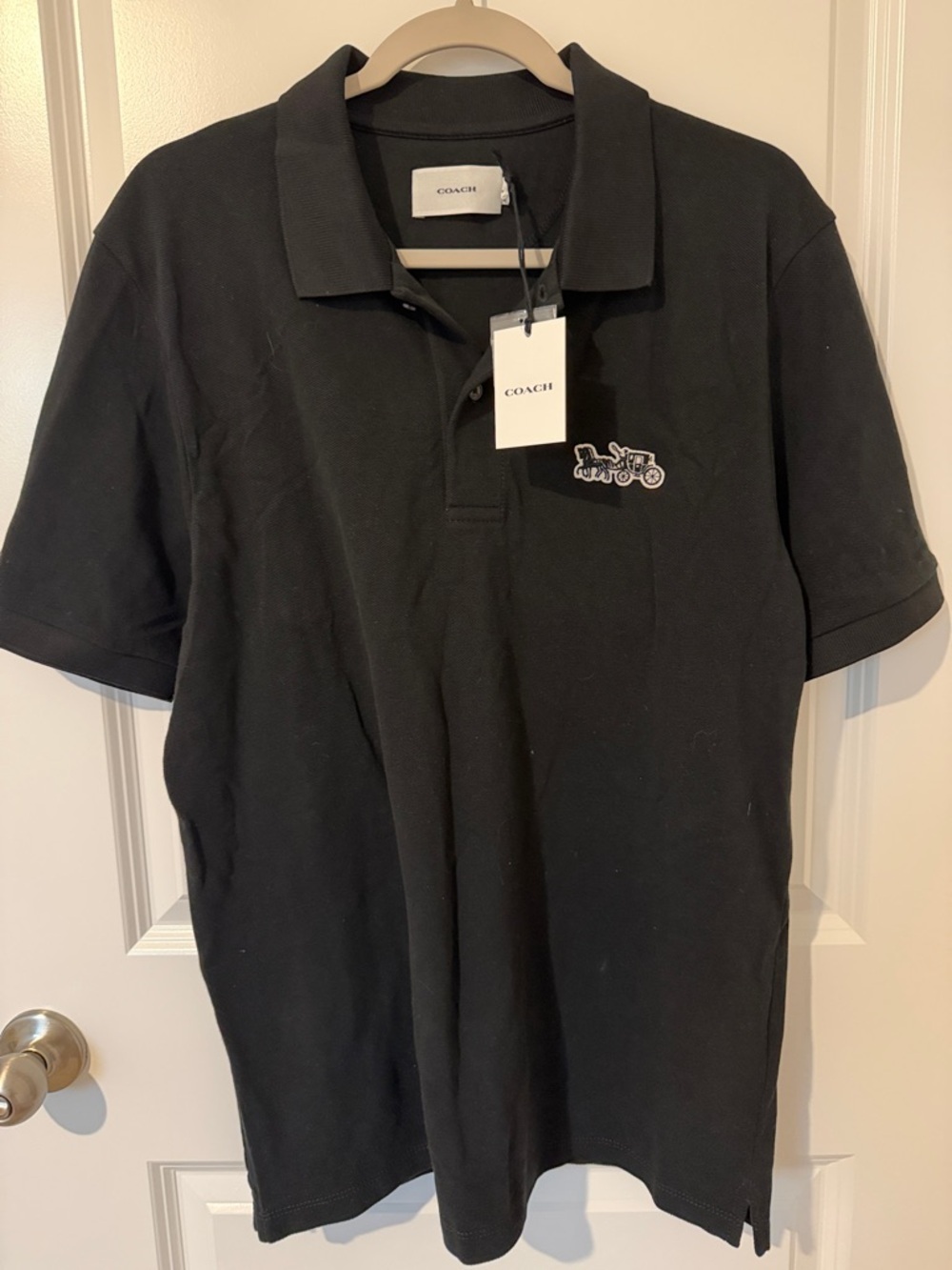 Coach Men’s Black Polo with Coach Carriage Patch